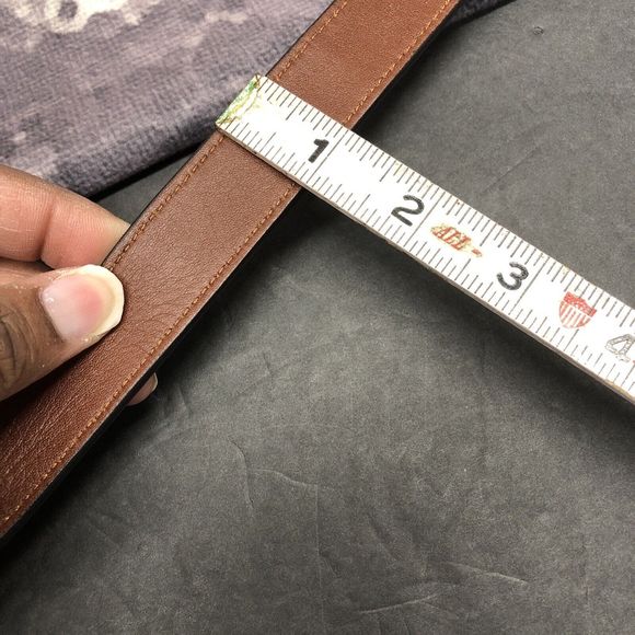 Express Womens Genuine Leather Chain Belt Medium Brown Animal Print Embossed - Picture 12 of 12